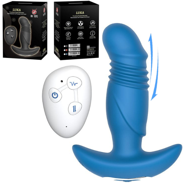 Plug Anal com Sobe e Desce Recarregável LUKA na Cor Azul