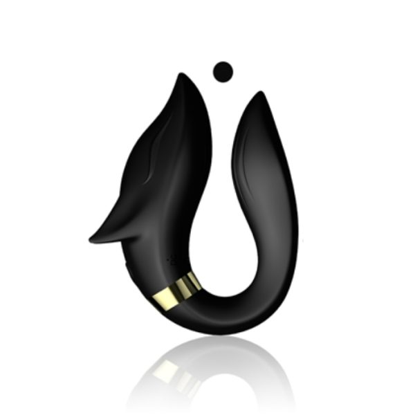 Vibrador De Casal Fox Preto Recarregável com 09 Velocidades - Image 3