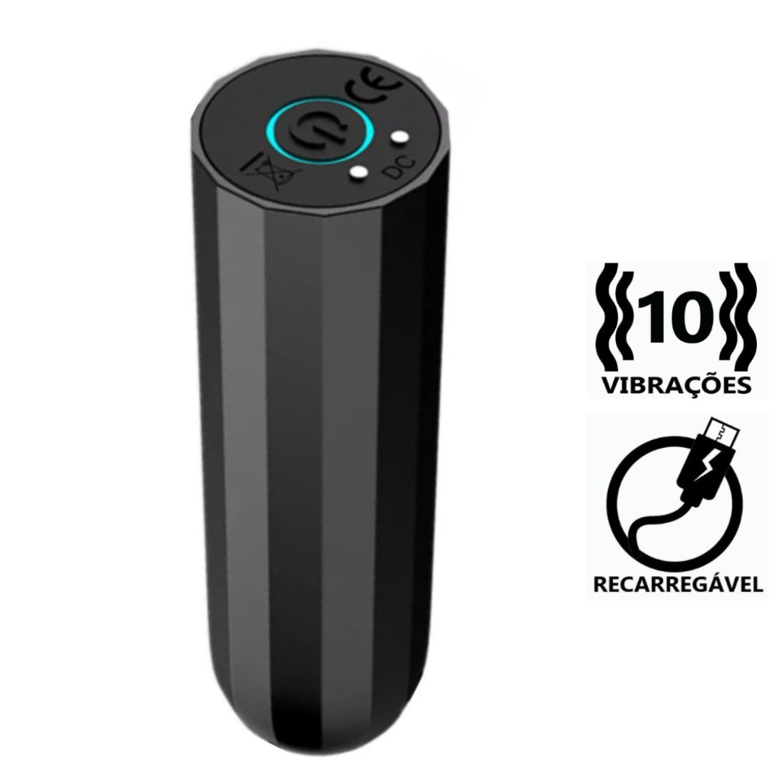 Capsula Vibratoria na cor Preta Recarregavel 10 Velocidades