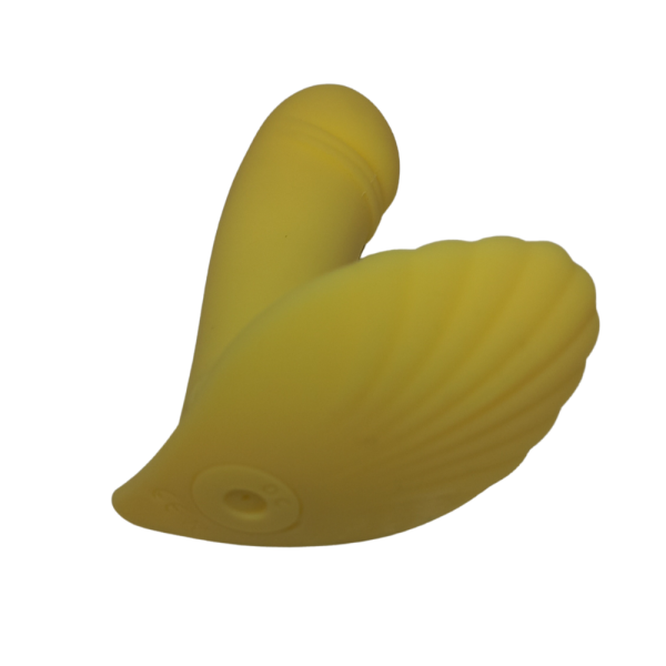 Vibrador Calcinha Amarelo USB Formato Concha com Controle - Image 3