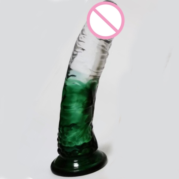 Prótese Realística com Ventosa e Degrade na Cor Verde - 20cm - Image 2
