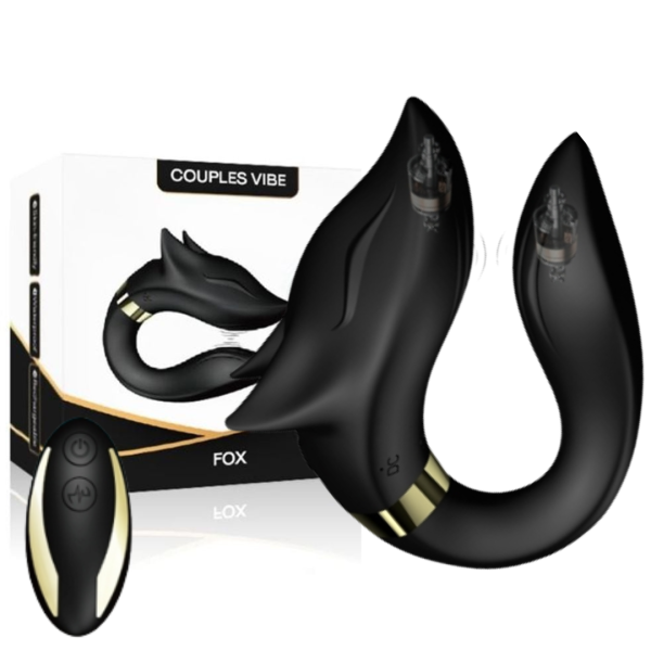 Vibrador De Casal Fox Preto Recarregável com 09 Velocidades