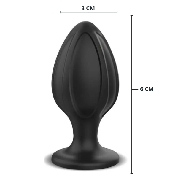 Mini Plug Anal Preto Em Silicone Ponta Formato de Fendas 6x3 Cm - Image 3