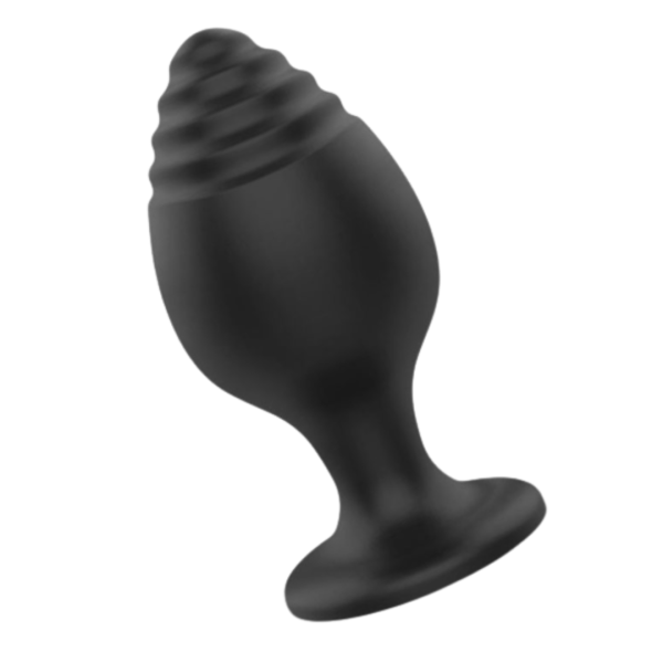 Mini Plug Anal em Silicone Preto Macio Com Ponta Ondulada 6x3 Cm