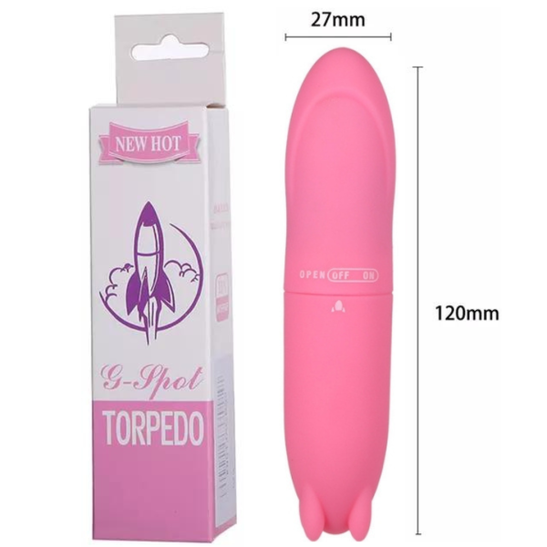 Mini Vibrador G-Spot Torpedo Rosa Aveludado Multivelocidade