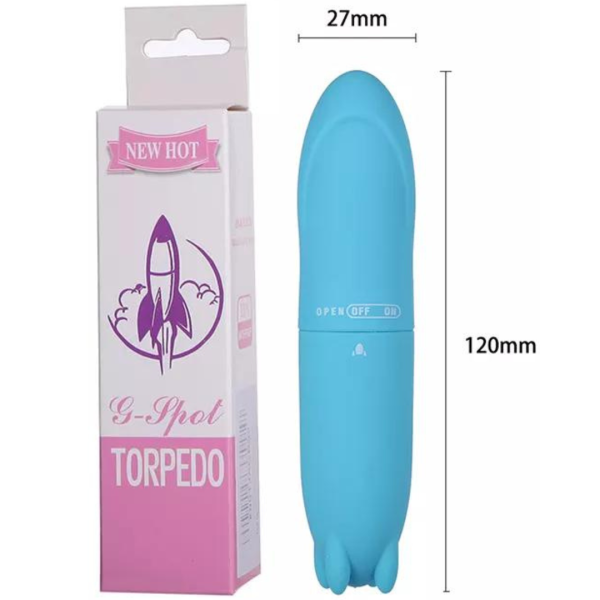 Mini Vibrador G-Spot Torpedo Azul Aveludado Multivelocidade
