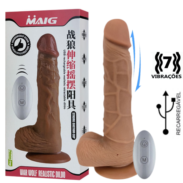 Prótese Realística 20cm com 7 Vibração e Função Sobe e Desce