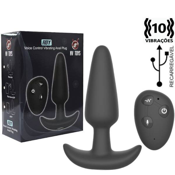 Plug Anal com Vibrador Recarregável 10 Vibrações - NV TOYS