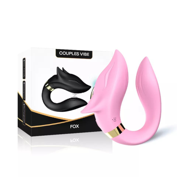 Vibrador De Casal Fox Cor Rosa USB Controle de 09 Vibração - Image 2