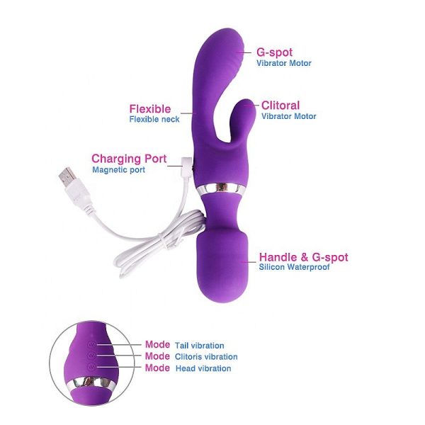 Vibrador 3 em 1 Estimulador Ponto G e Clitóris Recarregável - Image 2