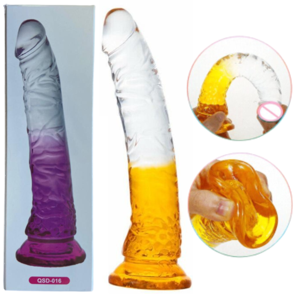 Prótese Realística com Ventosa e Degrade na Cor Amarela 20cm