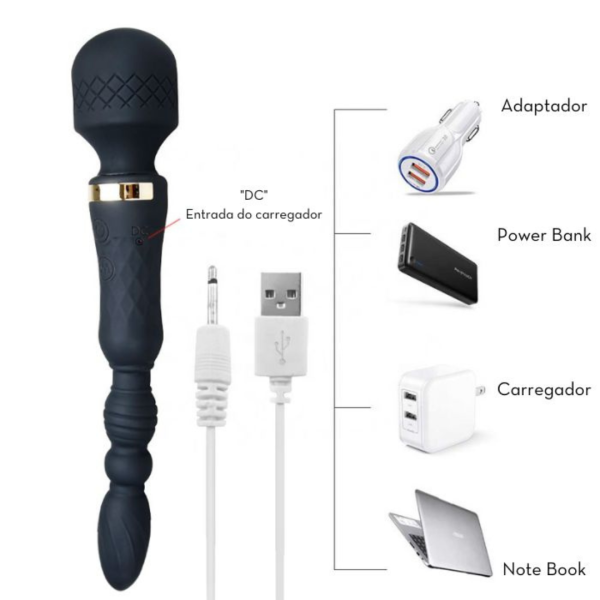 Massageador Varinha Com 2 Pontas Vibratórias Maleável - USB - Image 10