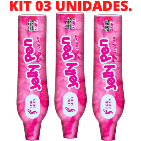 KIT 03 Canetas Comestível Sabor Algodão Doce Jelly Pen 35Ml - Image 2