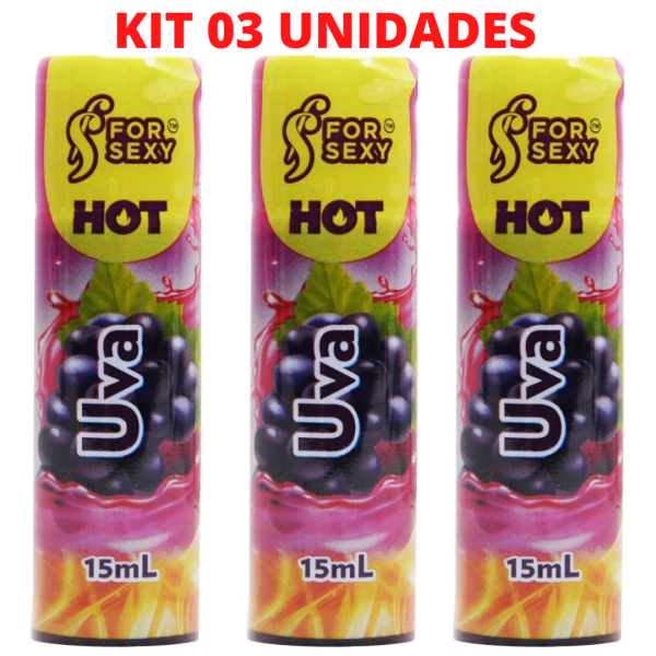 Kit 03 Gel Hot Comestível de Uva Saboroso 15Ml ForSexy - Image 2