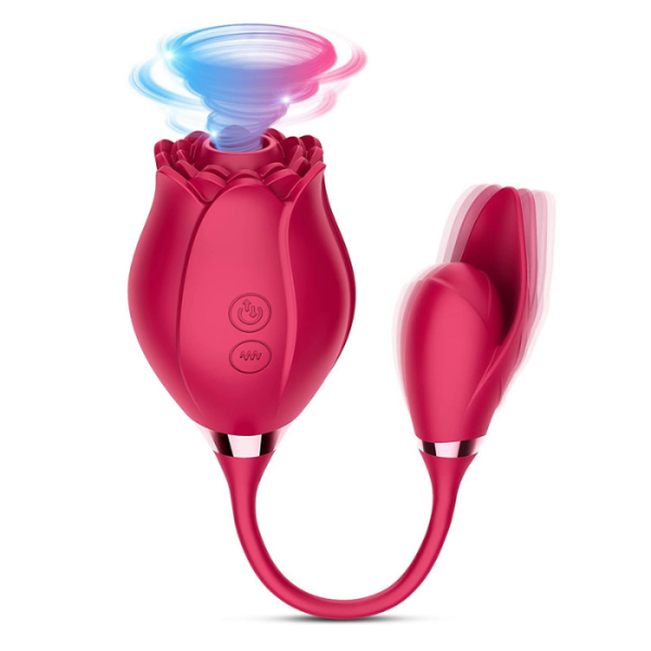 Vibrador Duplo No Formato de Flor Com Sucção - Recarregavel - Image 2