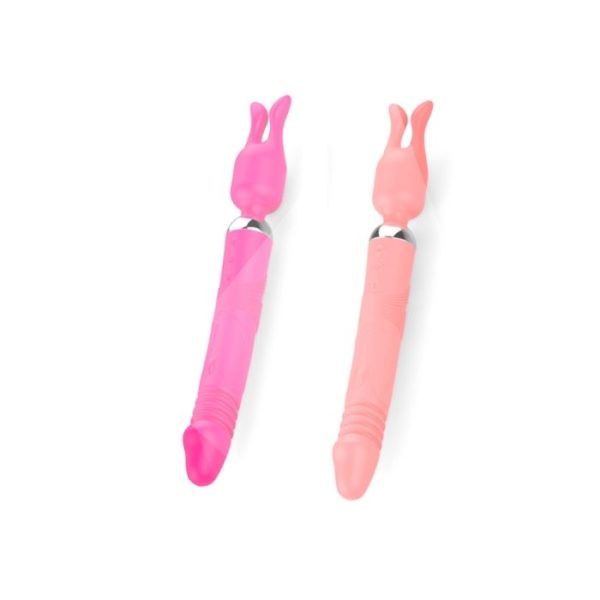 Vibrador Duplo Com Penetrador Vai e Vem e Estimulador - USB - Image 2