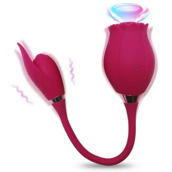 Vibrador Duplo No Formato de Flor Com Sucção - Recarregavel - Image 4