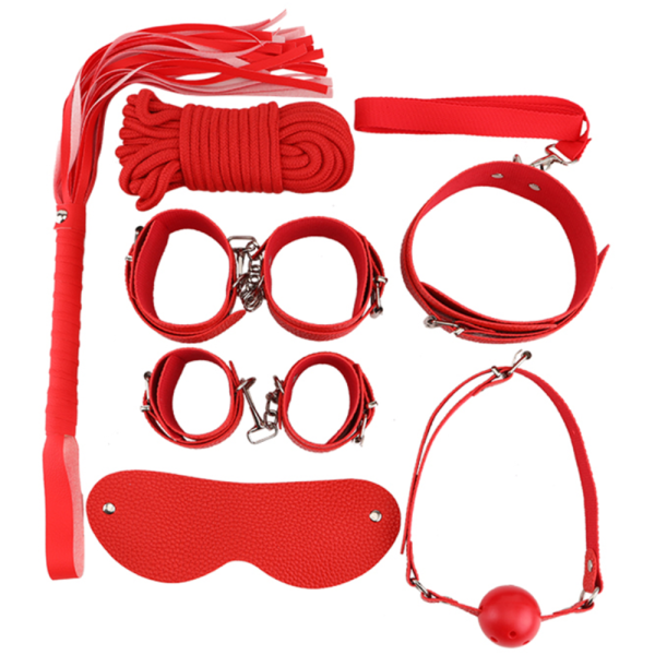 Kit BDSM Bondage Sadomasoquista 8 em 1 na Cor Vermelho