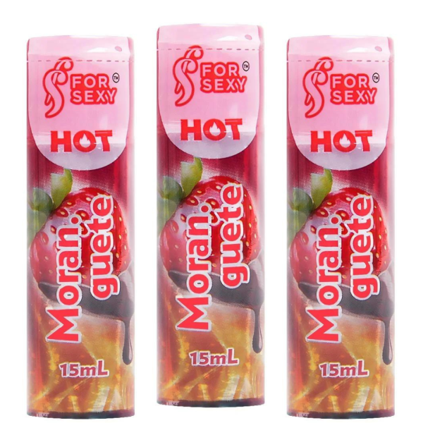 KIT 03 Géis Hot Comestível de Moranguete Saboroso 15Ml