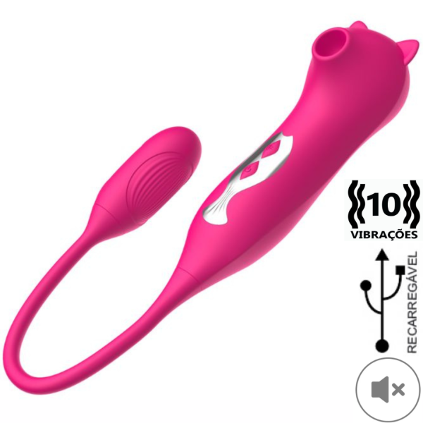 Estimulador Gatinho Ponta Dupla de sucção e Vibração - USB
