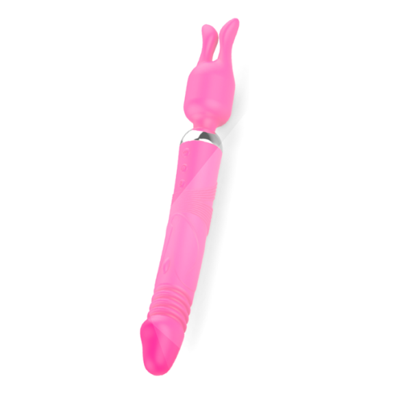 Vibrador Duplo Com Penetrador Vai e Vem e Estimulador - USB - Image 4