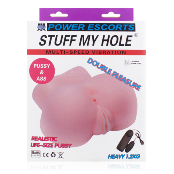 Masturbador Duplo Masculino Vagina e Anus Formato Bunda Cyberskin e Vibrador - Image 5