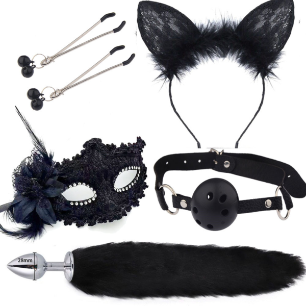 Kit Fantasia de Raposa 5 em 1 Completo na Cor Preta