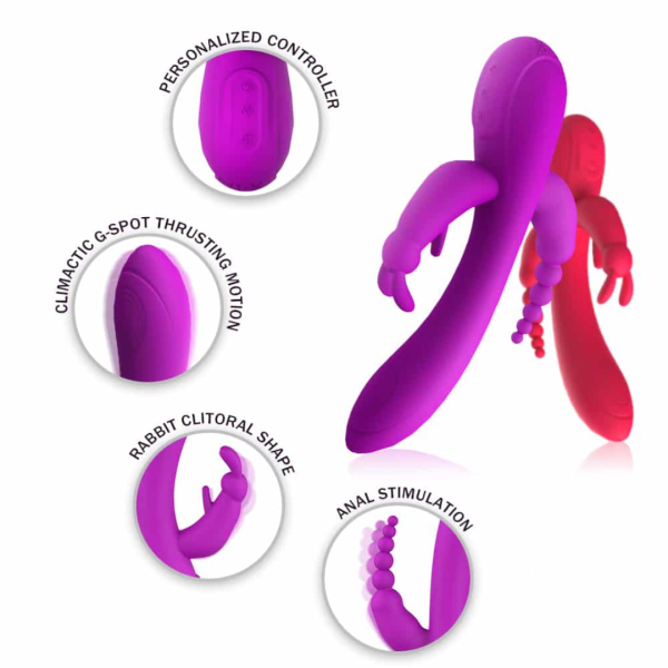 Vibrador Triplo Com Estimulador de Ponto G, Anal e Clitoris - Image 7