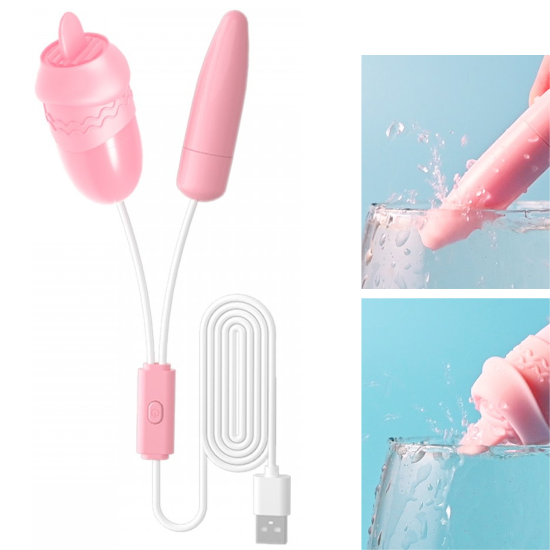 Vibrador Ponta Dupla Com Capsula e Língua Estimuladora - USB