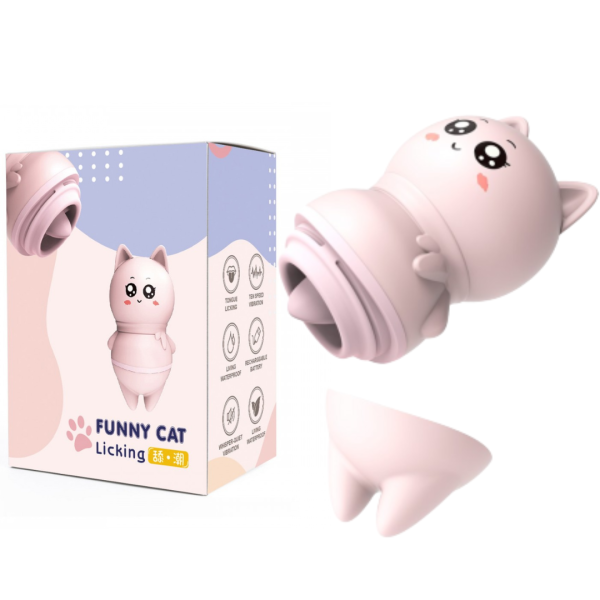 Vibrador Formato de Gato Com Língua Estimuladora de Clitoris