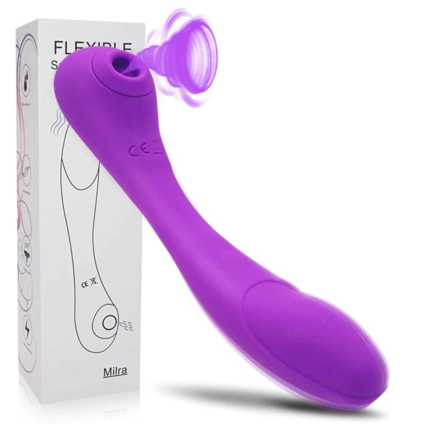Vibrador Flexível Com Sugador de Clitóris 10 Velocidades USB