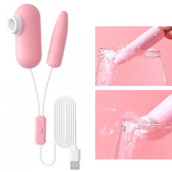 Vibrador Ponta Dupla com Capsula e Sugador 12 Velocidade USB