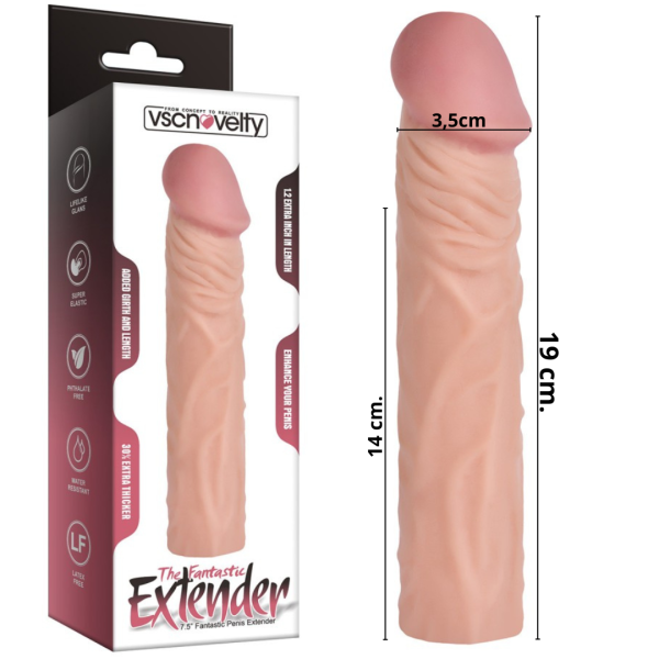 Capa peniana Realística Emborrachada Macia e Flexível - 19CM