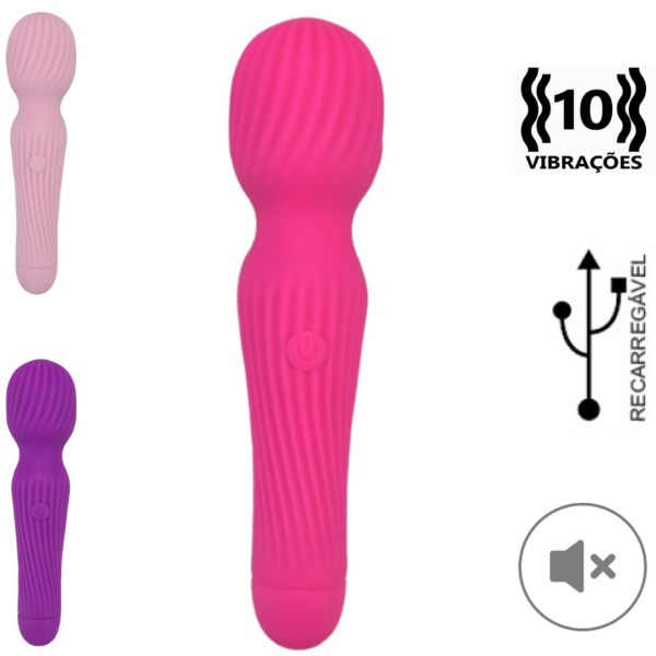 Massageador Varinha Mágica Texturizado Recarregável 15x3,5CM