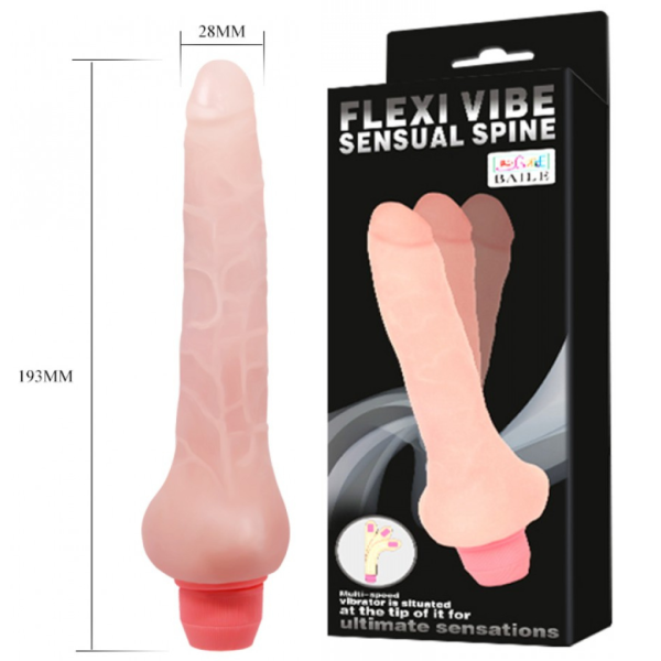 Pênis Realístico Com Vertebras e Vibrador 19x2,8CM FlexiVibe
