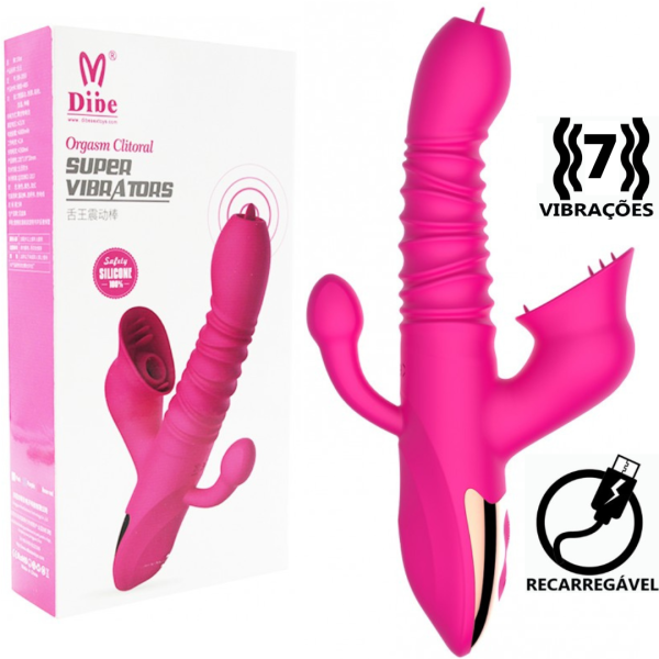 Vibrador Triplo Estimulador De Ponto G, Clitóris e Anal DIBE