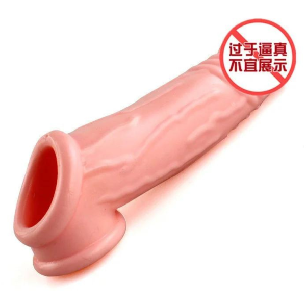 Capa Peniana Realista Silicone Macio Para Escroto 14x3,5 Cm