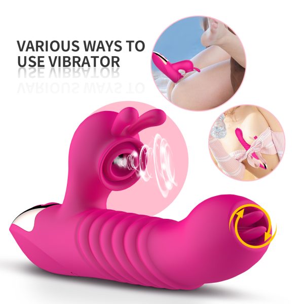 Vibrador Com Vai e Vem e Língua + Estimulador com Sucção USB - Image 2