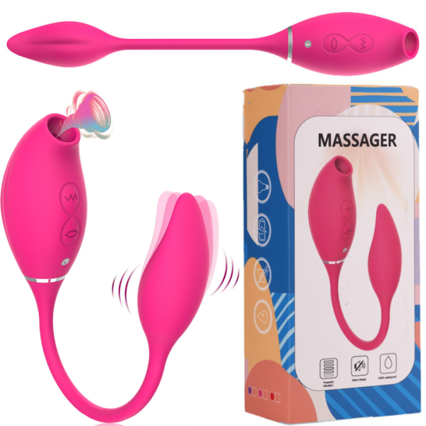 Vibrador Duplo Estimulador de ponto G e Clitóris com Sucção
