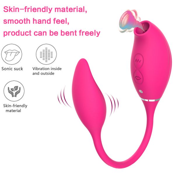 Vibrador Duplo Estimulador de ponto G e Clitóris com Sucção - Image 8