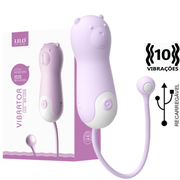 Vibrador Capsula no Formato Urso Com Cordão, Recarregável