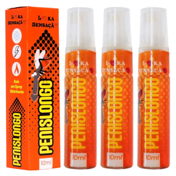 KIT 03 Penislongo Bala Em Jato Eletrizante e Retardante 10ML