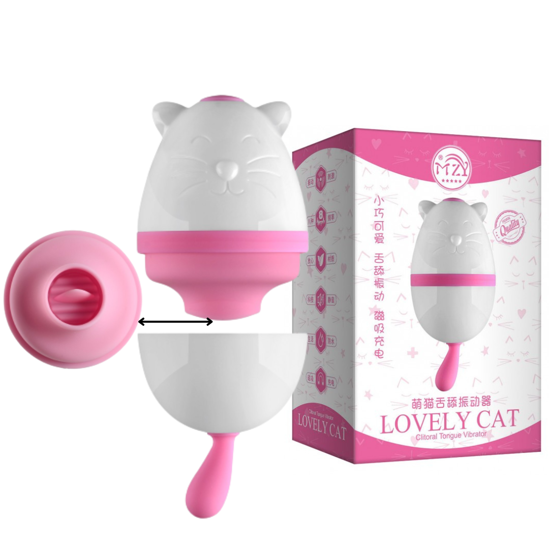 Vibrador Lovely Cat Com Língua Estimuladora de Clitóris USB