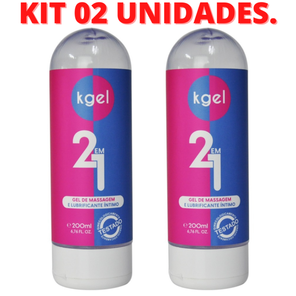 KIT 02 Géis de Massagem e Lubrificante Kgel 2 em 1 - 200ML
