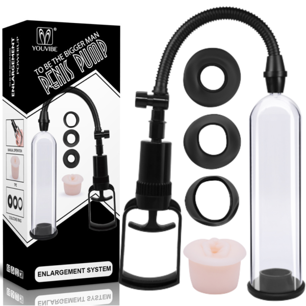 Bomba Peniana Manual com 03 Aneis + Anel Formato de Vagina