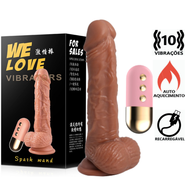 Pênis Realístico Com Vibrador e Aquecimento 20x4cm - USB