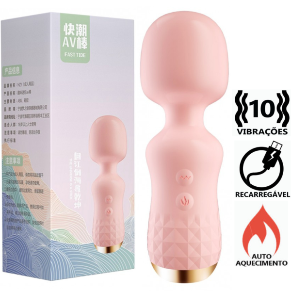 Mini Varinha Magica Potente com Aquecimento e 10 Vibração