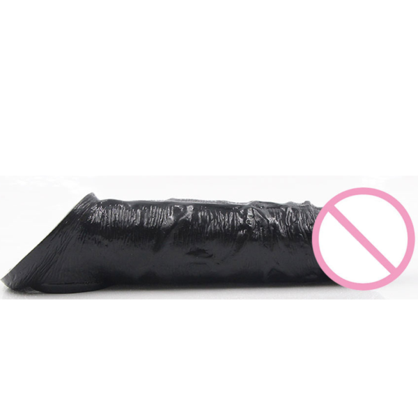 Capa Peniana em Cyberskin Com Anel para Escroto Preta 20CM - Image 3