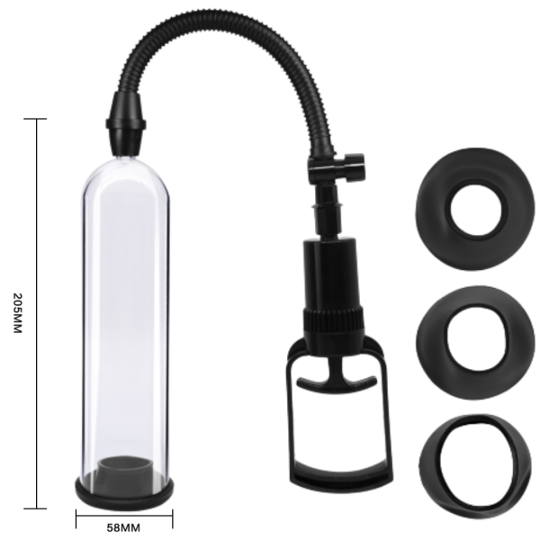 Bomba Peniana Manual com 3 Aneis Incluso 22x7cm - Penis Pump - Image 4