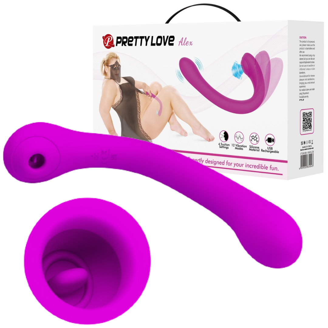 Vibrador Duplo Com Sugador e Penetrador Com 12 Velocidades